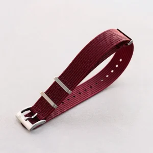 Premium Ribbed Kumaş Saat Kayışı - Bordo