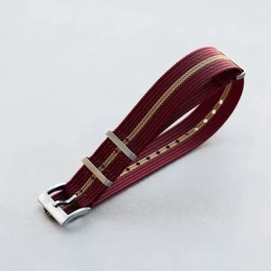 Premium Ribbed Kumaş Saat Kayışı - Bordo & Haki