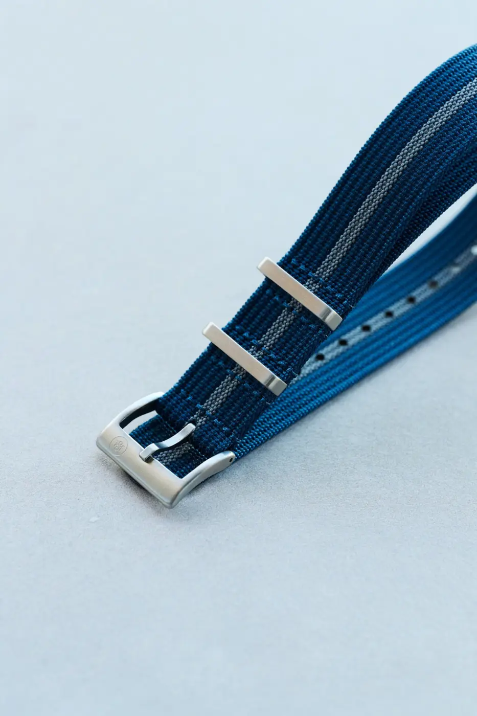 Premium Ribbed Fabric Watch Strap - Navy & Blue Pinstripe - Image 6