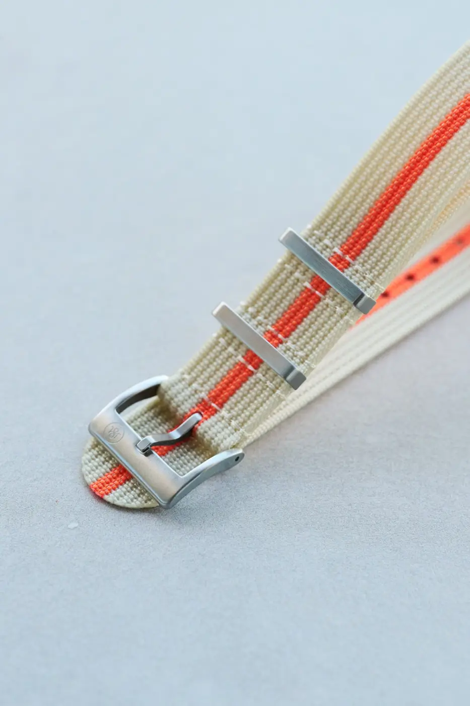 Premium Ribbed Kumaş Saat Kayışı - Krem & Turuncu - Image 5
