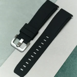Curved Lug Kauçuk Kayış - Siyah