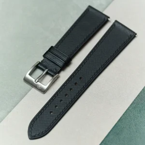 Slimline Saffiano Keçi Derisi (Chevre) Kayış - Siyah - Hazır Stok
