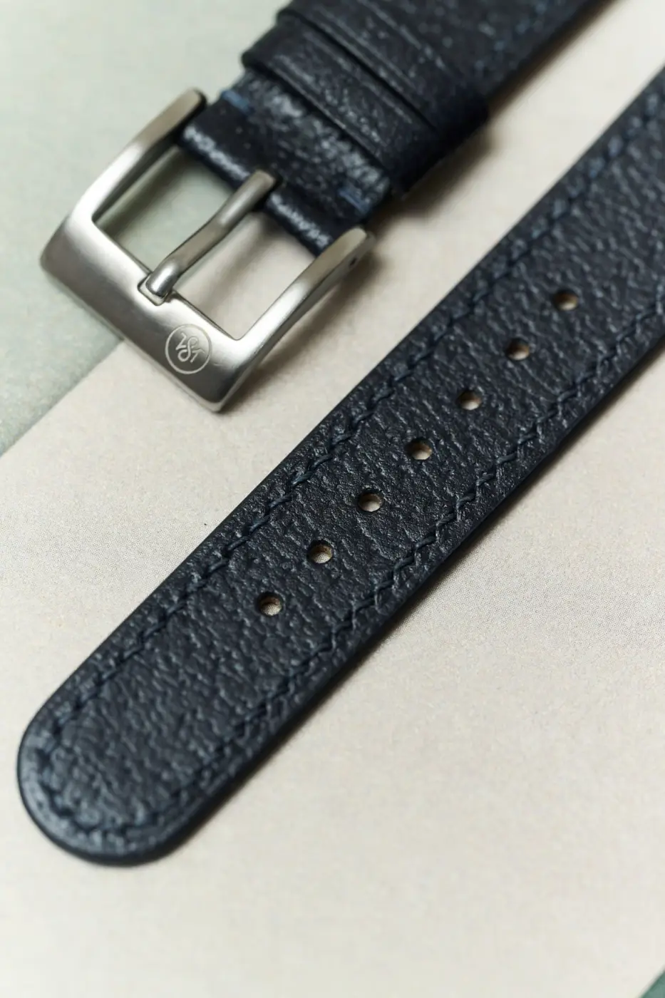 Vintage Tarzı Domuz Derisi Saat Kayışı - Navy Slimline - Hazır Stok - Image 4