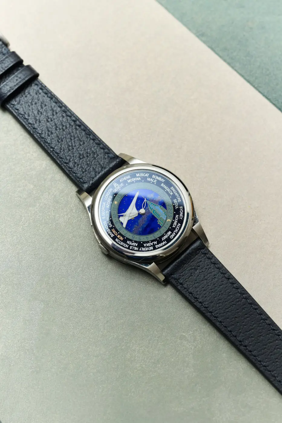 Vintage Tarzı Domuz Derisi Saat Kayışı - Navy Slimline - Hazır Stok - Image 2