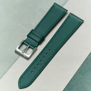 Slimline Saffiano Keçi Derisi (Chevre) Kayış - Yeşil - Hazır Stok