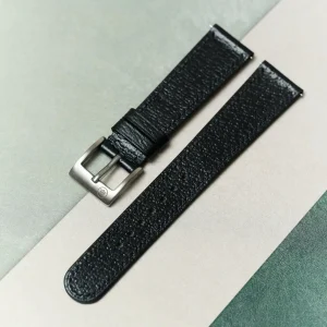 Vintage Tarzı Domuz Derisi Saat Kayışı - Siyah Slimline - Hazır Stok