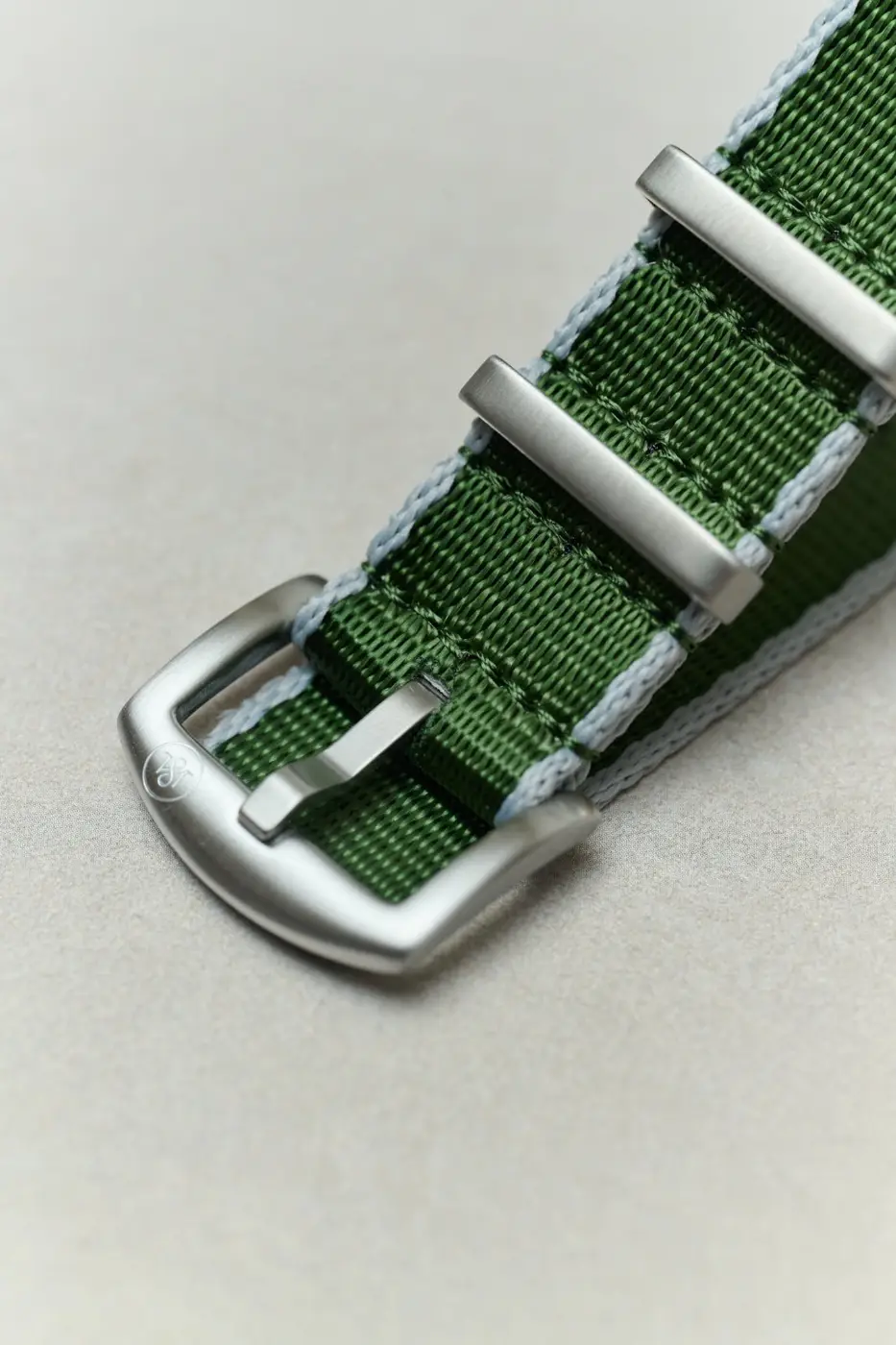 Premium Fabric Watch Strap - Army Green W/Grey Piping - Image 4