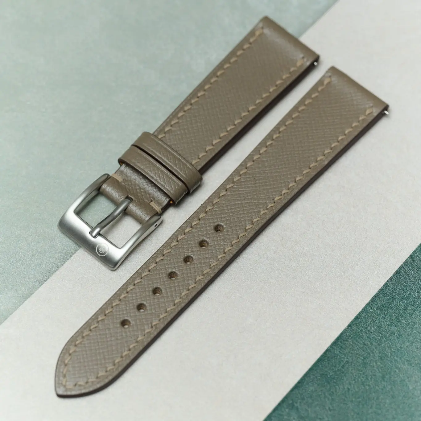 Slimline Saffiano Keçi Derisi (Keçi Derisi (Chevre)) Kayış - Vizon - Hazır Stok
