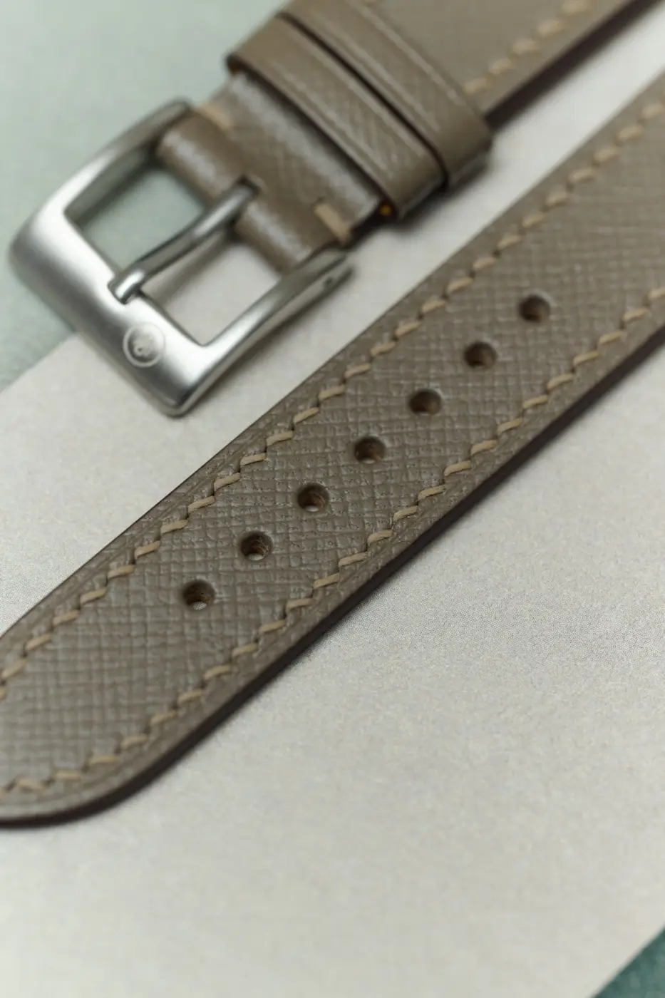 Slimline Saffiano Keçi Derisi (Keçi Derisi (Chevre)) Kayış - Vizon - Hazır Stok - Image 6