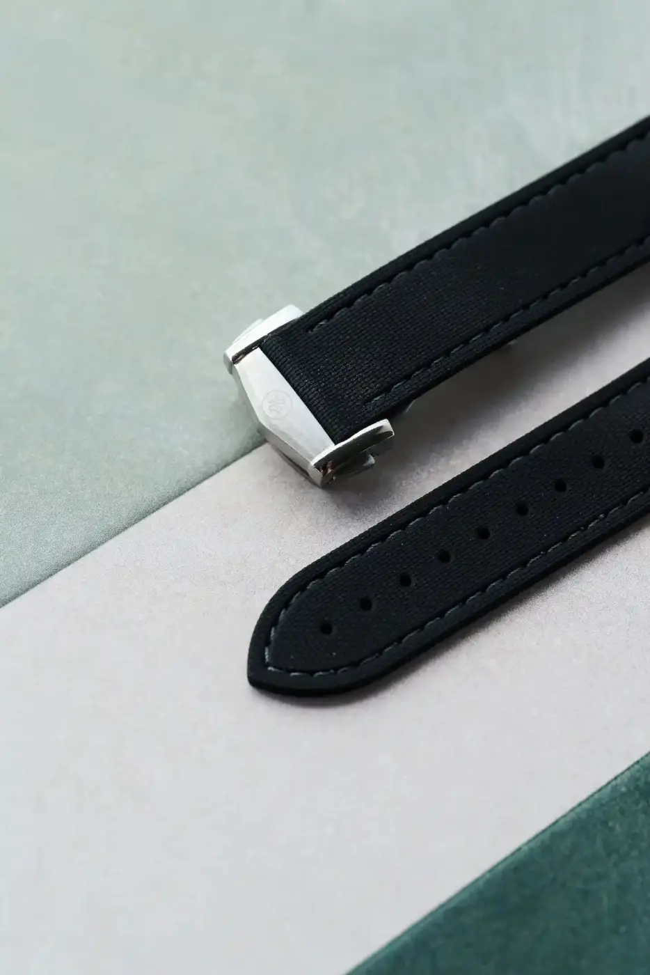 Stitched AquaFlex Rubber Deployant Strap - Black - Image 3