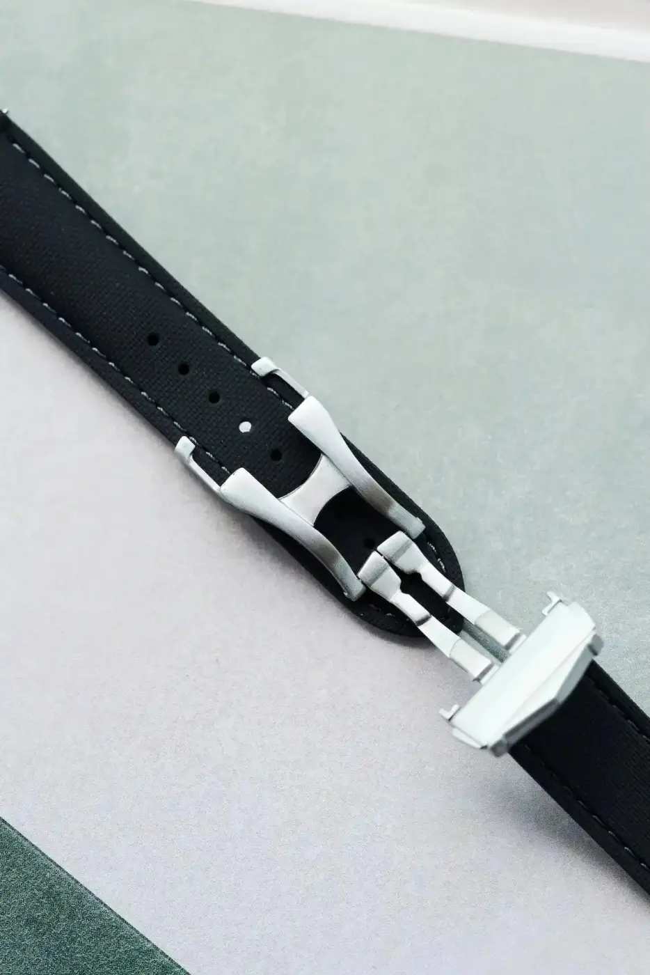 Stitched AquaFlex Rubber Deployant Strap - Black - Image 5