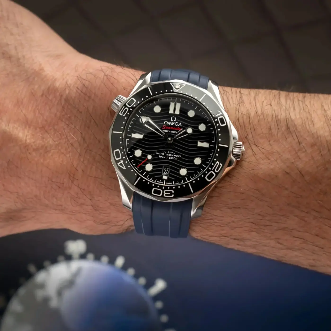 Omega Seamaster 300 Katlanır Toka Kauçuk Kayış - Lacivert - Image 5