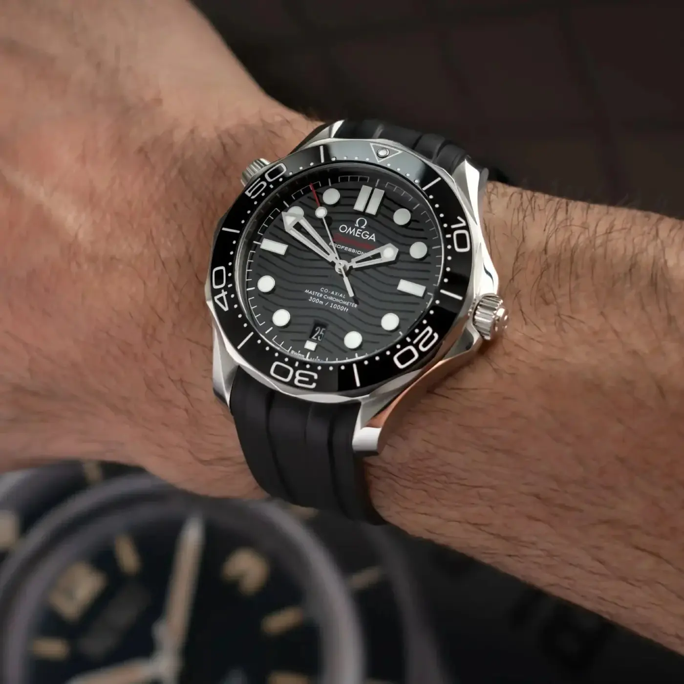 Omega Seamaster 300 Katlanır Toka Kauçuk Kayış - Siyah - Image 5