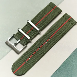 FieldFlex - İki Parça Naylon Kayış, Zeytin & Kırmızı
