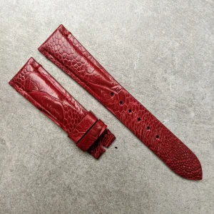 Deve Kuşu Bacak Derisi Saat Kayışı - Minimal Dikiş - Bordo