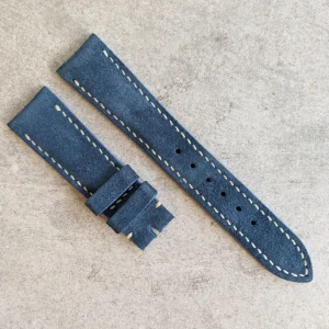 Dolgulu Süet Deri Saat Kayışı - Denim Mavi