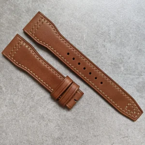 Fransız Dana Derisi IWC Tarzı Kayış - Chestnut Kahverengi