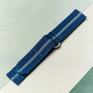 Premium Ribbed İki Parça Balistik Naylon Kayış - Navy & Mavi Pinstripe