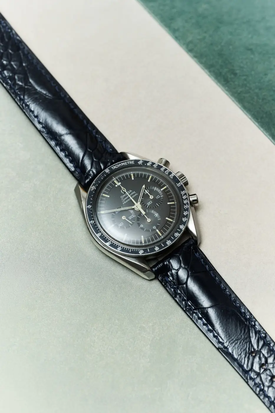 Omega Katlanır Toka - Deve Kuşu Bacak Derisi Saat Kayışı - Koyu Mavi - Hazır Stok - Image 2