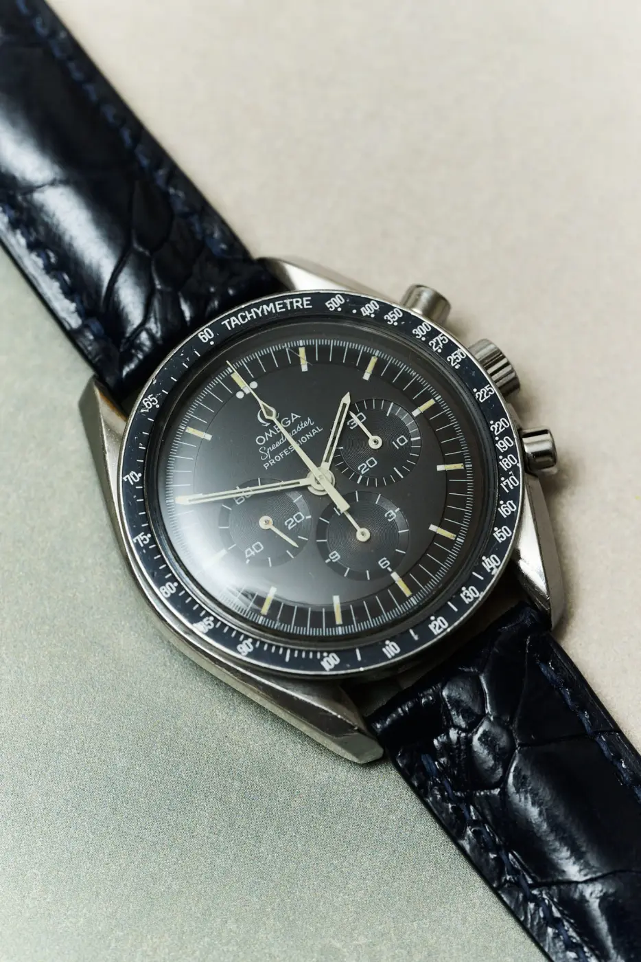 Omega Katlanır Toka - Deve Kuşu Bacak Derisi Saat Kayışı - Koyu Mavi - Hazır Stok - Image 3