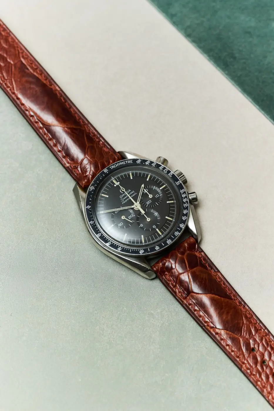 Omega Katlanır Toka - Deve Kuşu Bacak Derisi Saat Kayışı - Konyak - Hazır Stok - Image 2