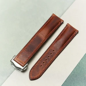 Omega Katlanır Toka - Badalassi Wax Saat Kayışı - Taba Kahverengi - Hazır Stok