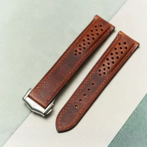Omega Katlanır Toka - Badalassi Wax Saat Kayışı - Rally Taba Kahverengi - Hazır Stok