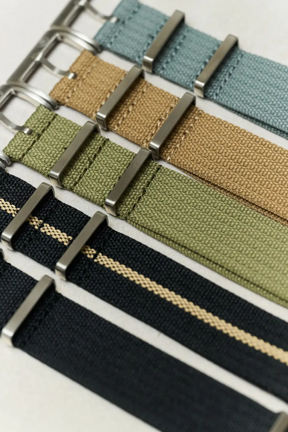 Pleated Kumaş Military Saat Kayışı - Siyah - Image 6