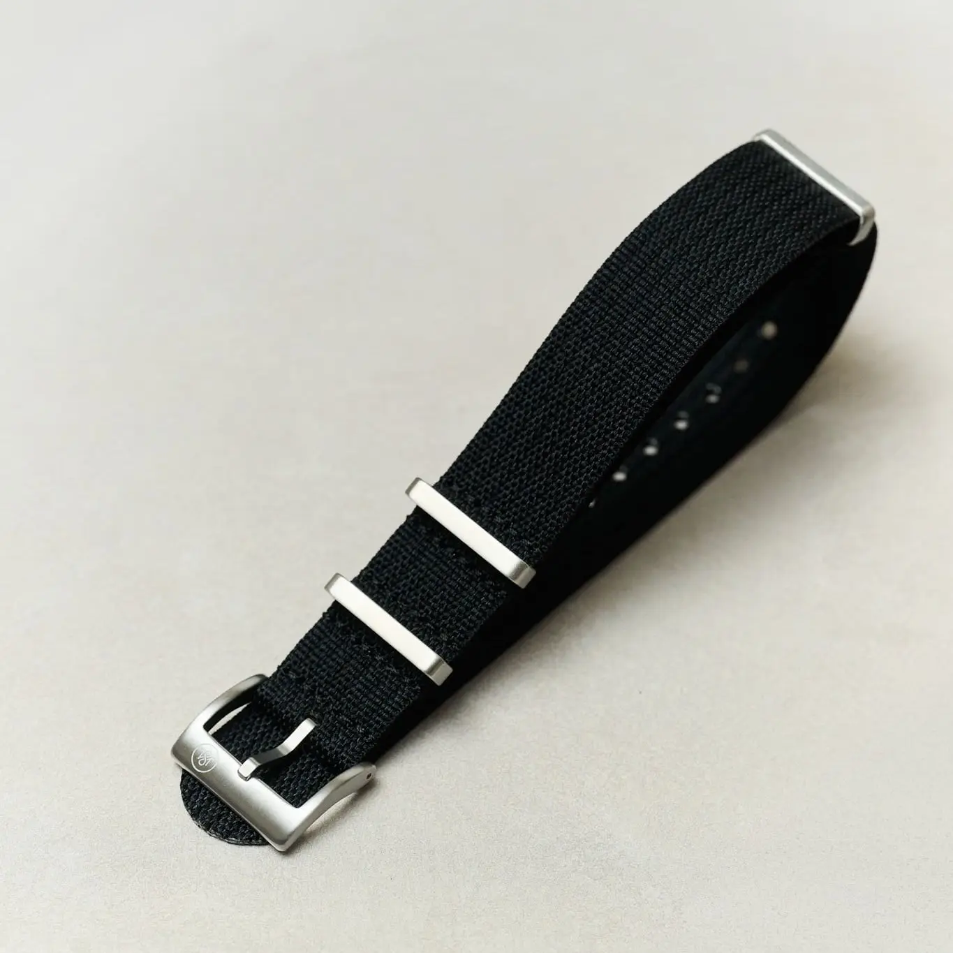 Pleated Kumaş Military Saat Kayışı - Siyah