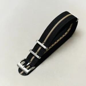 Pleated Kumaş Military Saat Kayışı - Siyah & Haki
