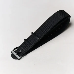 Premium Ribbed Kumaş Saat Kayışı - Siyah PVD