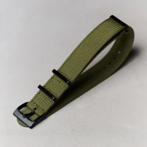 Premium Ribbed Kumaş Saat Kayışı - Asker Yeşili PVD