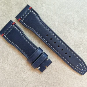 Fransız Dana Derisi IWC Tarzı Kayış - Lacivert with contrast Dikiş