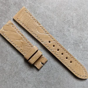 Deve Kuşu Bacak Derisi, Düz Saat Kayışı - Beige