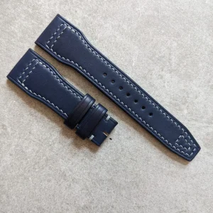 Fransız Dana Derisi IWC Tarzı Kayış - Lacivert with Gri Dikiş
