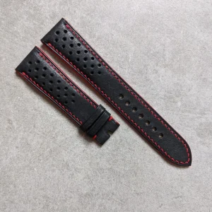 Pueblo Leather Strap - Black & Red Rally Strap