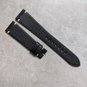 Alran Keçi Derisi Vintage Kayış Minimal Dikiş - Siyah