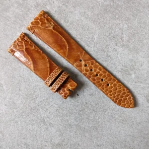 Deve Kuşu Bacak Derisi Saat Kayışı - Minimal Dikiş - Honey Kahverengi