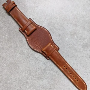 Badalassi Bund Saat Kayışı - Taba Kahverengi ile Krem Dikiş
