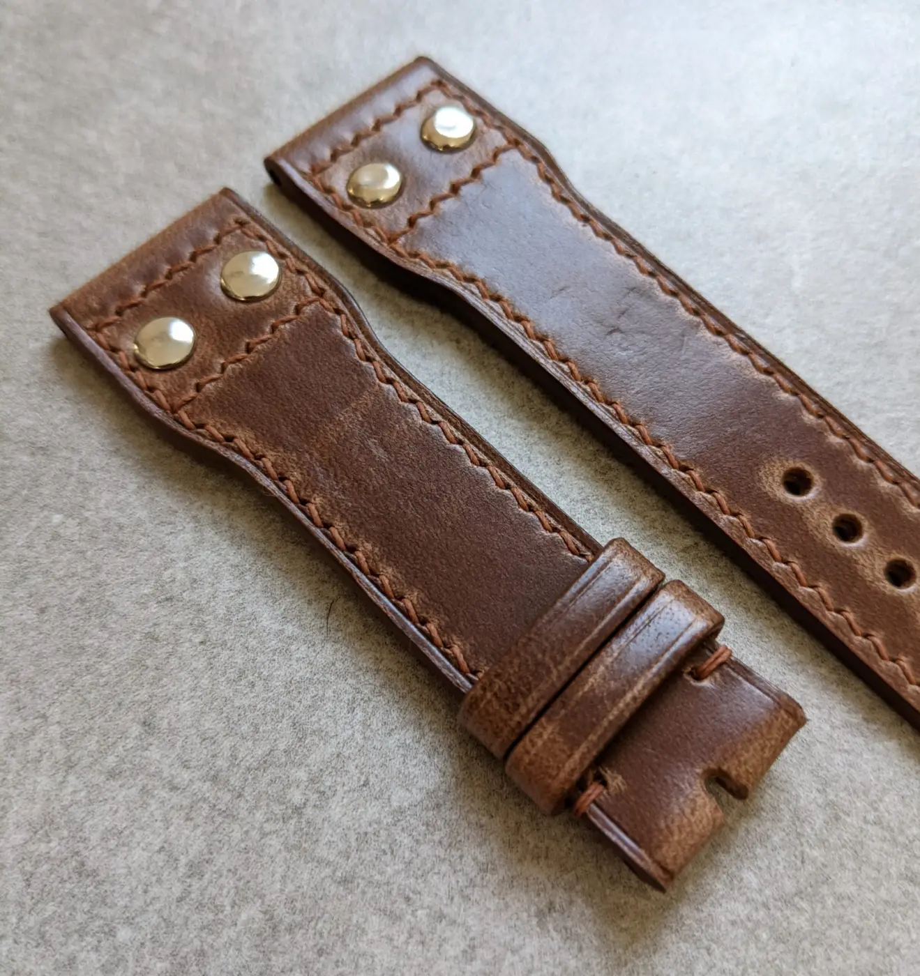 Chromexcel IWC Twin Rivet Saat Kayışı - Naturel Taba - Image 4
