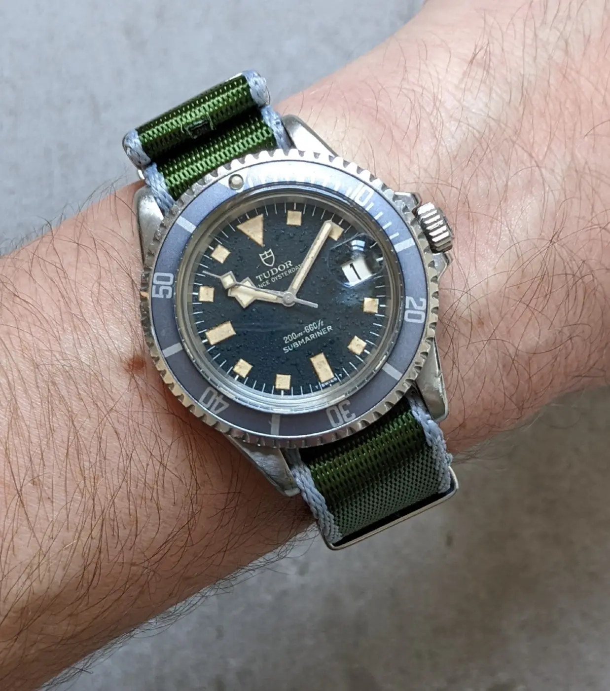 Premium Fabric Watch Strap - Army Green W/Grey Piping - Image 5