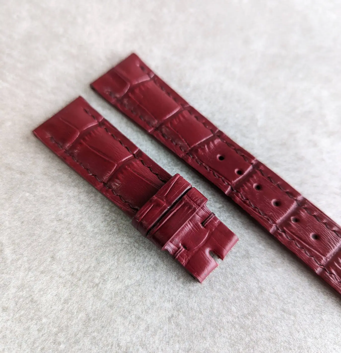 Embossed Crocodile Watch Strap - Oxblood - Image 4