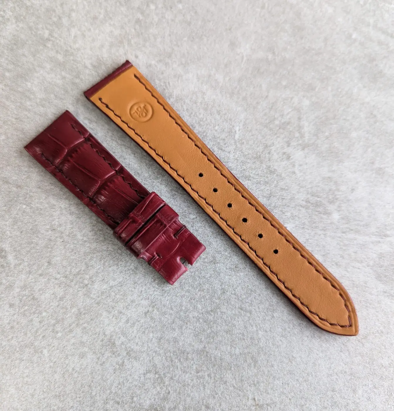 Embossed Crocodile Watch Strap - Oxblood - Image 5