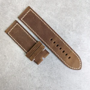 Wax Panerai Dana Derisi Kayış - Kahverengi ile Krem Dikiş