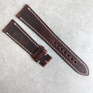 Badalassi Wax Strap - Dark Brown W/Cream stitch
