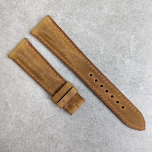 Wax Dolgulu Dana Derisi Kayış - Açık Kahve ile Matching Dikiş