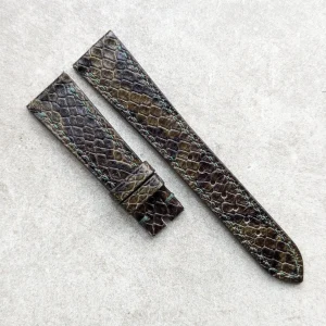Embossed Piton Saat Kayışı - Zeytin