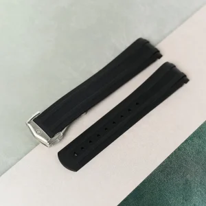 Omega Seamaster 300 Katlanır Toka Kauçuk Kayış - Siyah