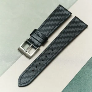 Saffiano Carbon Örgü Kayış - Siyah - Hazır Stok
