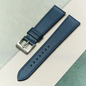 Slimline Saffiano Keçi Derisi (Chevre) Kayış - Lacivert - Hazır Stok